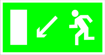 E08 направление к эвакуационному выходу налево вниз (пленка, 300х150 мм) - Знаки безопасности - Эвакуационные знаки - Магазин охраны труда Протекторшоп